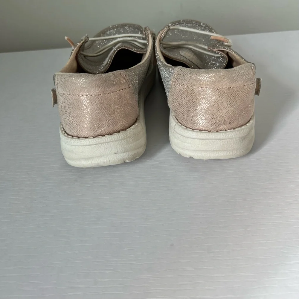 Hey Dude girls Wendy rose gold glitter sparkle slip on shoes sneakers size 2